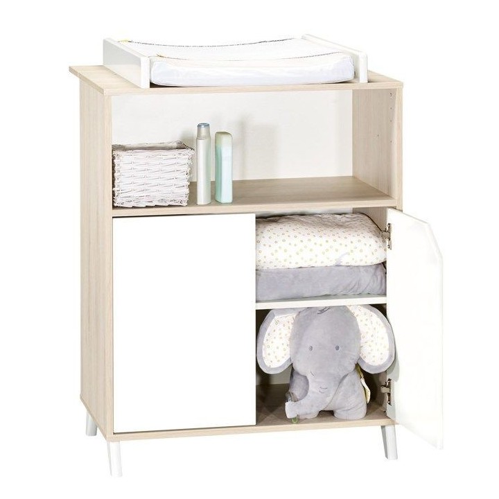 Commode a langer - Babyprice - Scandi naturel - 2 portes - 1 niche - E