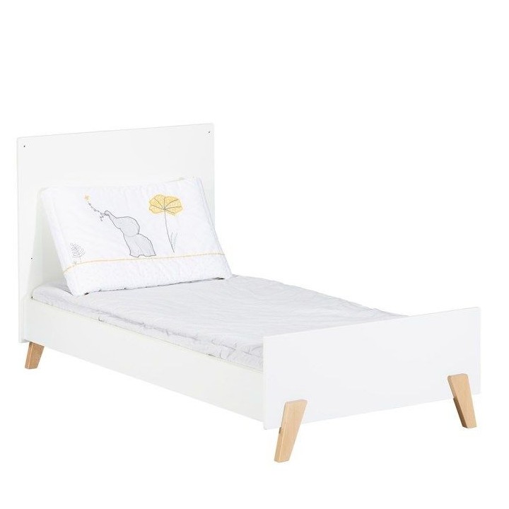 Lit évolutif - 140x70cm - Babyprice Joy Naturel - Blanc sur pieds en