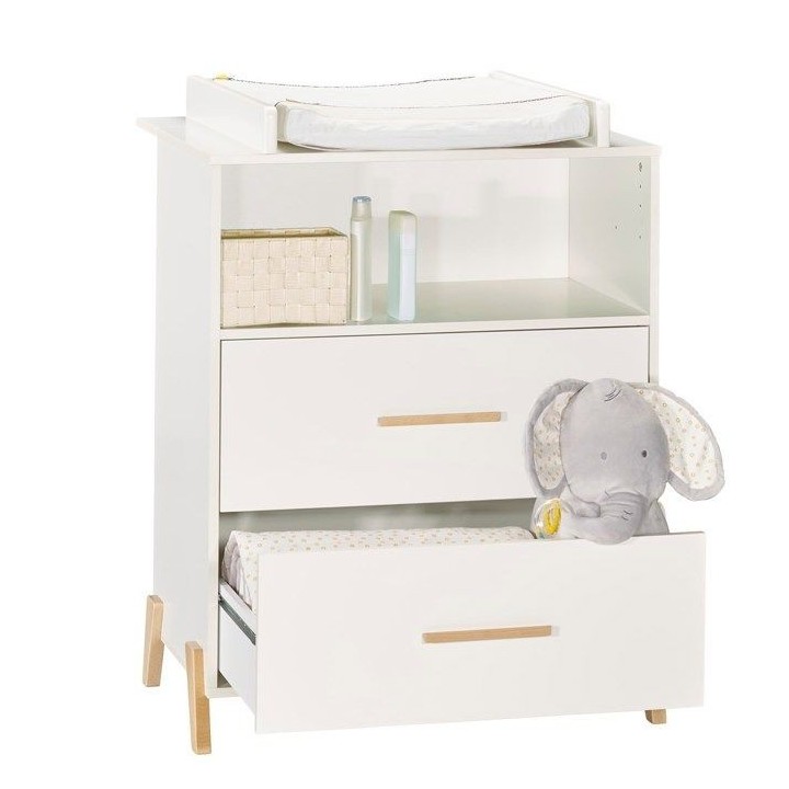 Commode a langer - Babyprice - Joy Naturel - 2 tiroirs - 1 niche - Bla