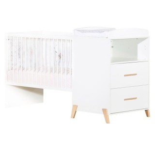 Lit Combiné - 120x60cm - Evolutif en 90x190cm - Babyprice Joy Naturel