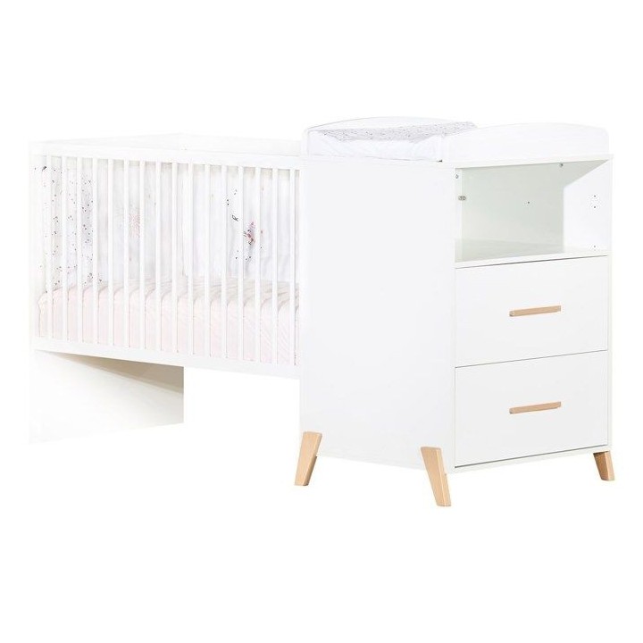 Lit Combiné - 120x60cm - Evolutif en 90x190cm - Babyprice Joy Naturel