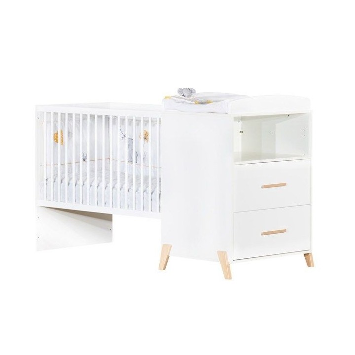 Lit Combiné - 120x60cm - Evolutif en 90x190cm - Babyprice Joy Naturel