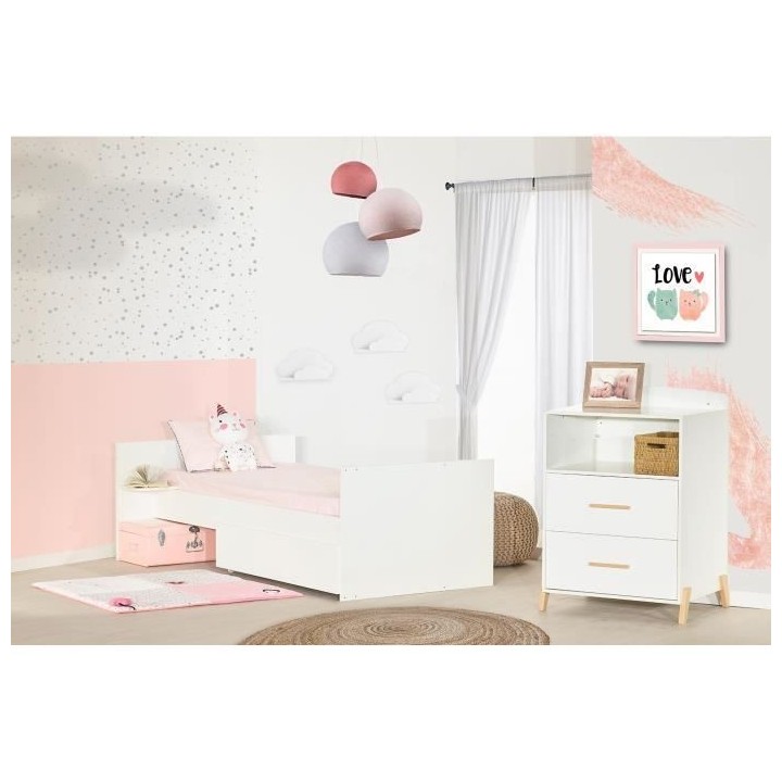 Lit Combiné - 120x60cm - Evolutif en 90x190cm - Babyprice Joy Naturel