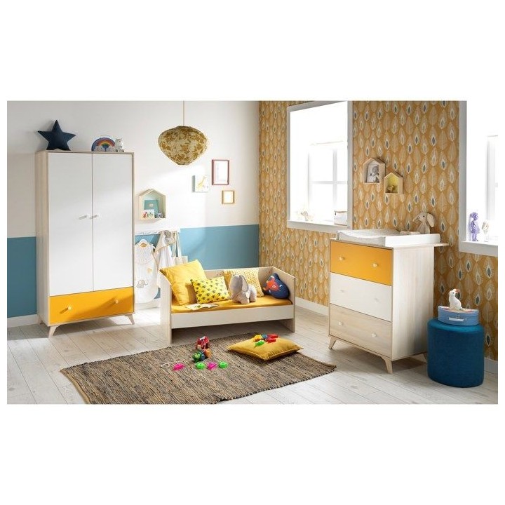 Lit 120x60 transformable en mélamine beige