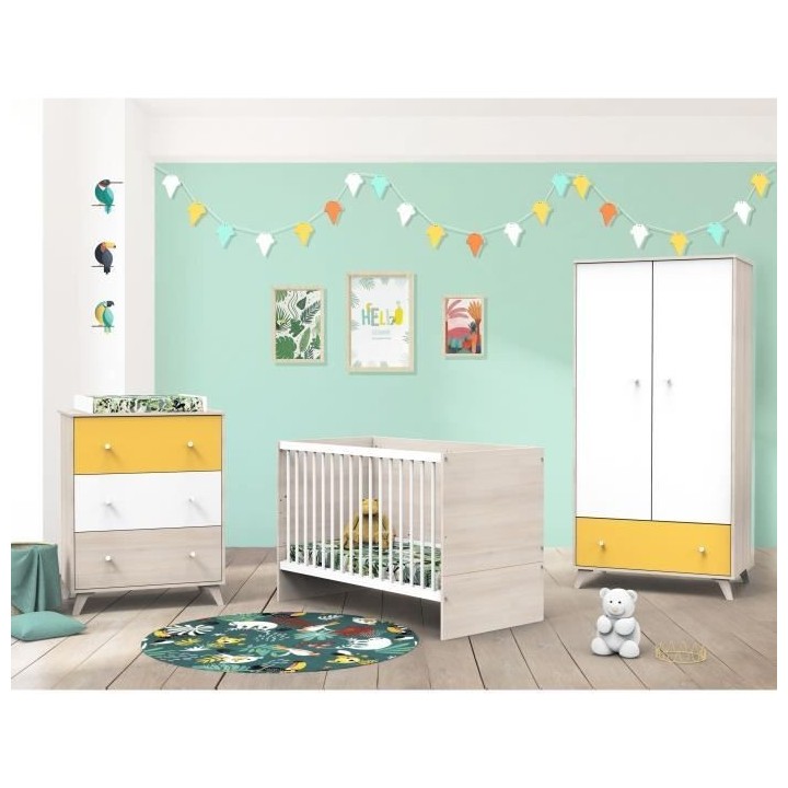 Lit 120x60 transformable en mélamine beige