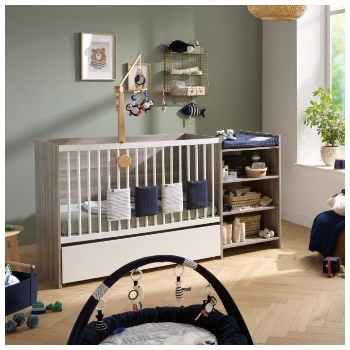 Lit bébé combiné - 120x60cm - Evolutif en 90x190cm - Babyprice Up -