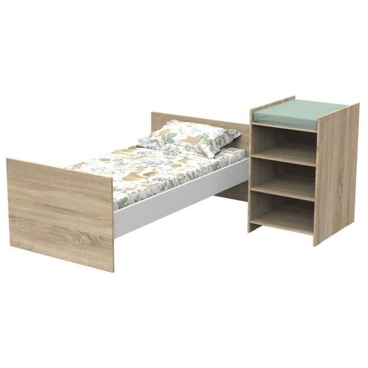 Lit bébé combiné - 120x60cm - Evolutif en 90x190cm - Babyprice Up -