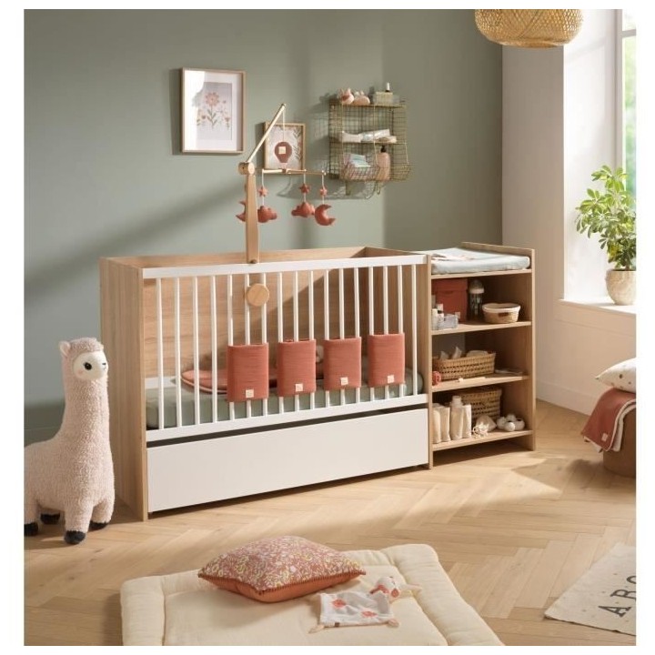 Lit bébé combiné - 120x60cm - Evolutif en 90x190cm - Babyprice Up -