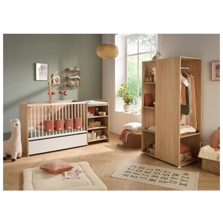 Lit bébé combiné - 120x60cm - Evolutif en 90x190cm - Babyprice Up -