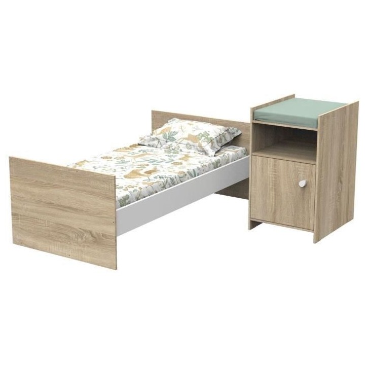 Lit bébé combiné - 120x60cm - Evolutif en 90x190cm - Babyprice Up -