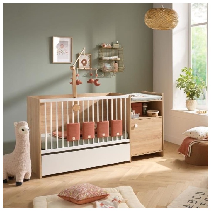 Lit bébé combiné - 120x60cm - Evolutif en 90x190cm - Babyprice Up -