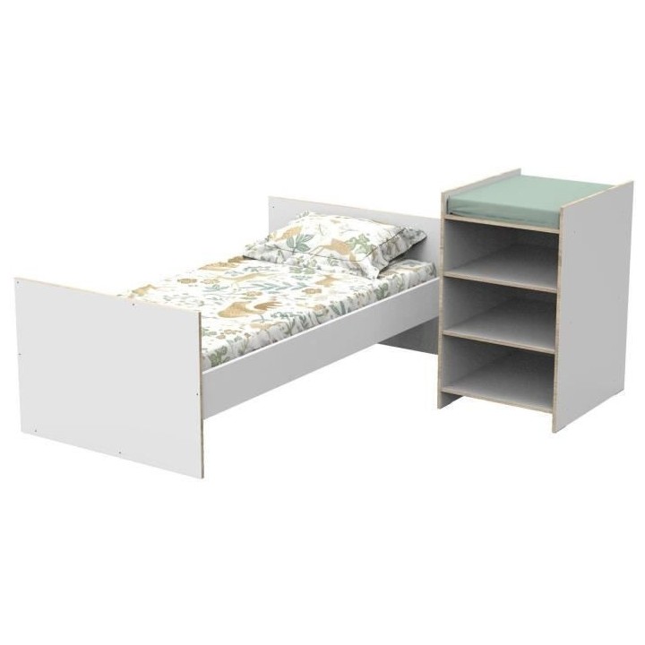Lit bébé combiné - 120x60cm - Evolutif en 90x190cm - Babyprice Firs