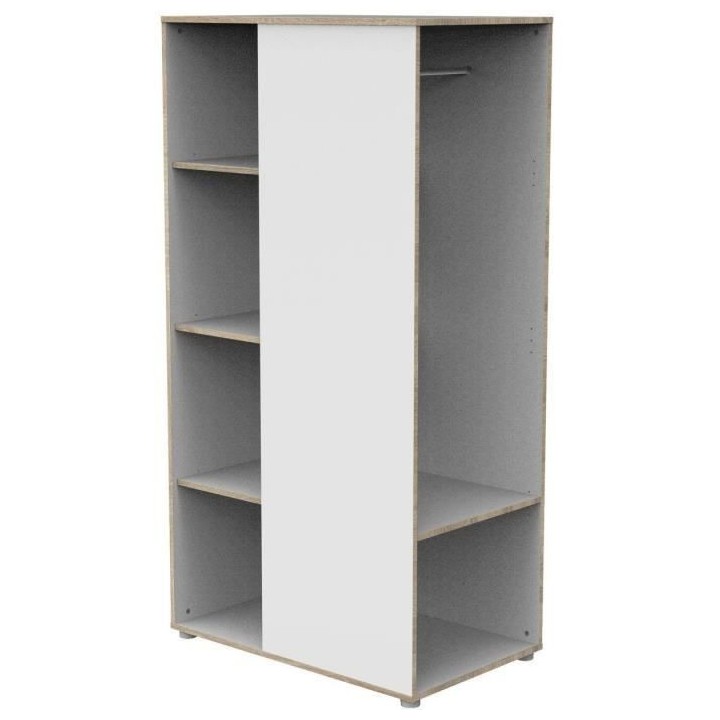 Meuble de rangement enfant - En bois blanc et chant bois - Avec étage