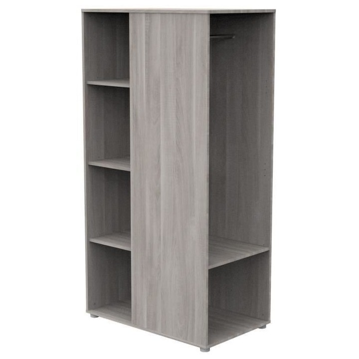 Meuble de rangement enfant - Chene silex - Avec étageres et penderie