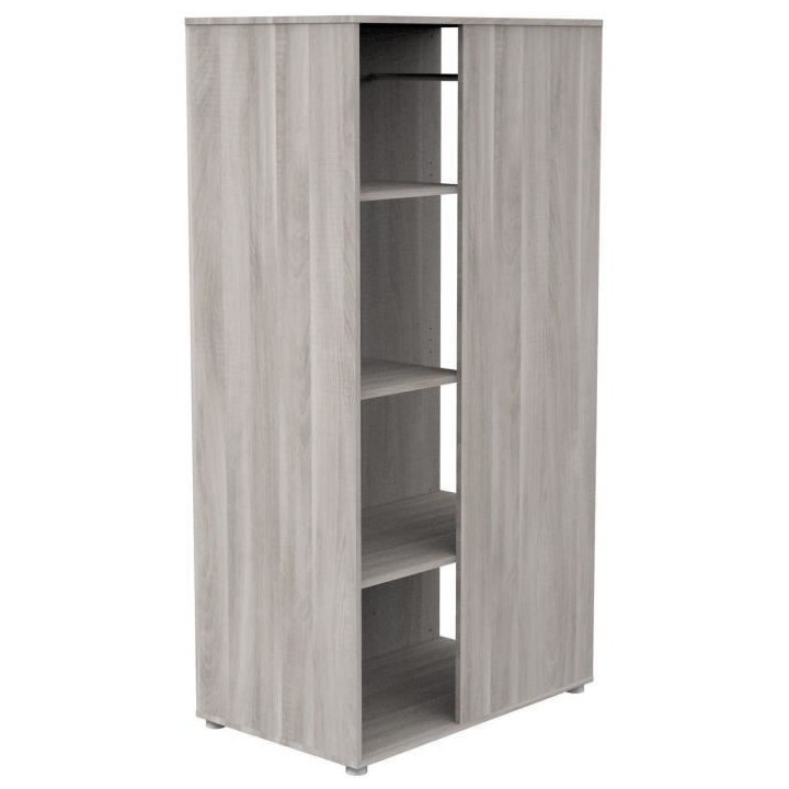 Meuble de rangement enfant - Chene silex - Avec étageres et penderie