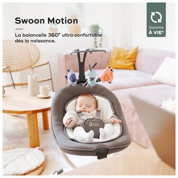 Babymoov Balancelle bébé électrique Swoon Motion, Assise a 360°, Z