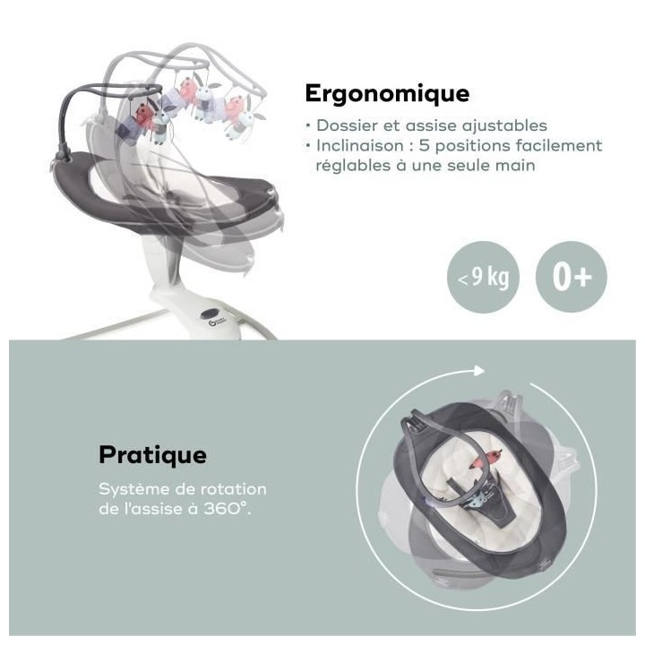 Babymoov Balancelle bébé électrique Swoon Motion, Assise a 360°, Z