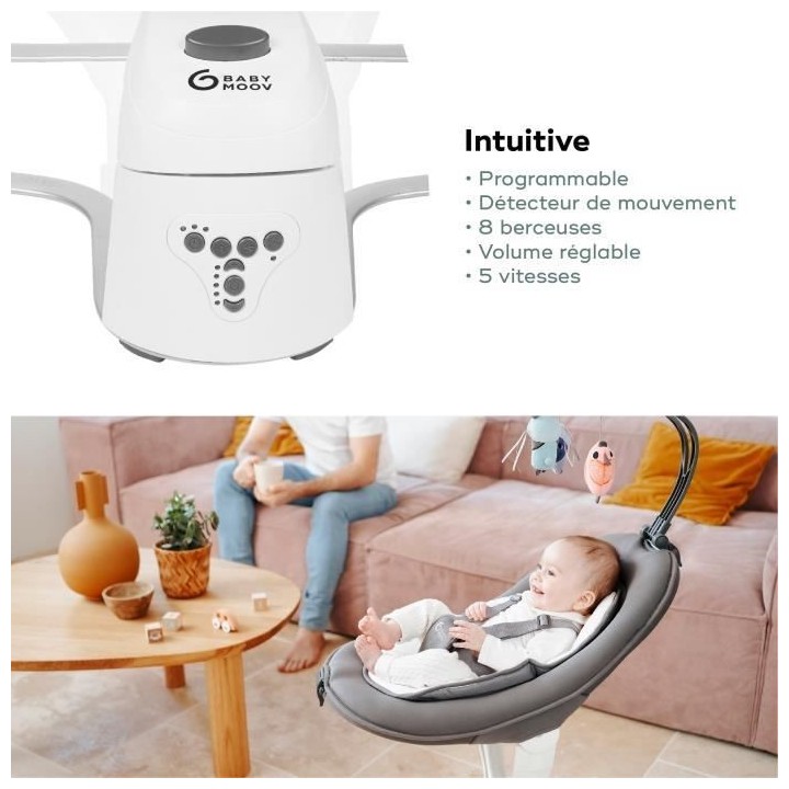 Babymoov Balancelle bébé électrique Swoon Motion, Assise a 360°, Z