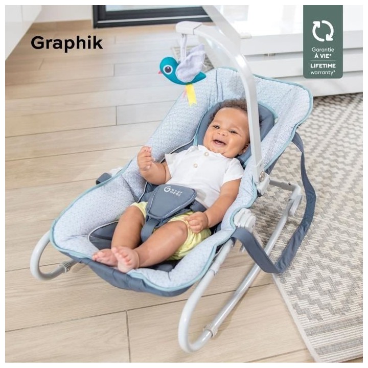 Babymoov Transat pour bébé Graphik Bleu et gris