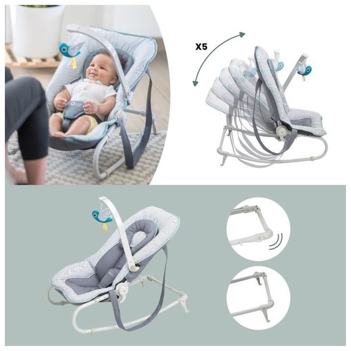 Babymoov Transat pour bébé Graphik Bleu et gris