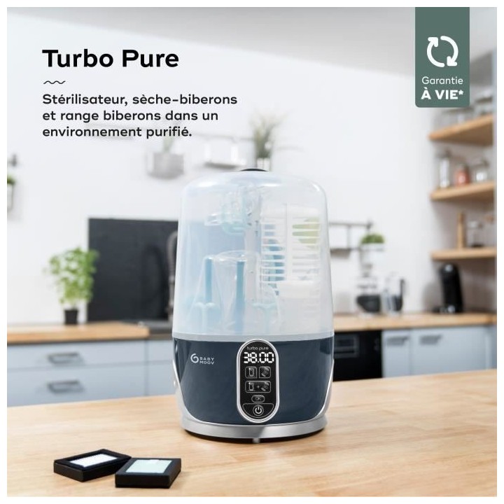 Babymoov Turbo Pure Stérilisateur Biberons Vapeur Electrique 2 en 1,