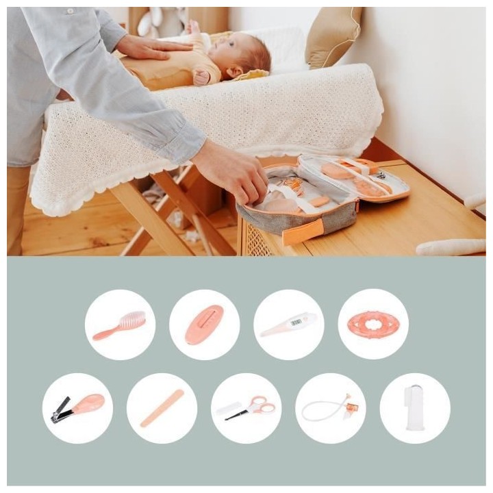 Babymoov Kit de soin pour bébés 9 pcs Couleur peche et gris