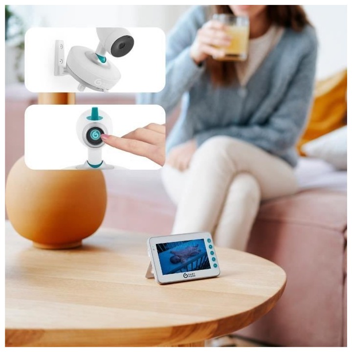 BabymoovYOO Moov Babyphone Vidéo Motorisé avec vue a 360°, Ecran 4,