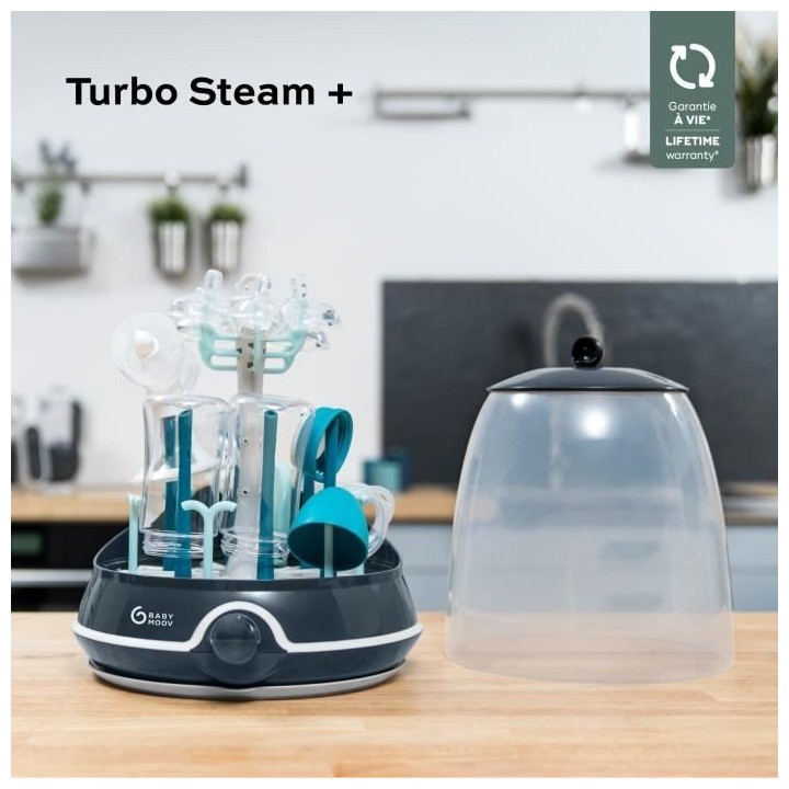 BABYMOOV Turbo Steam(+) - 2 en 1, Stérilisateur biberons vapeur et Eg