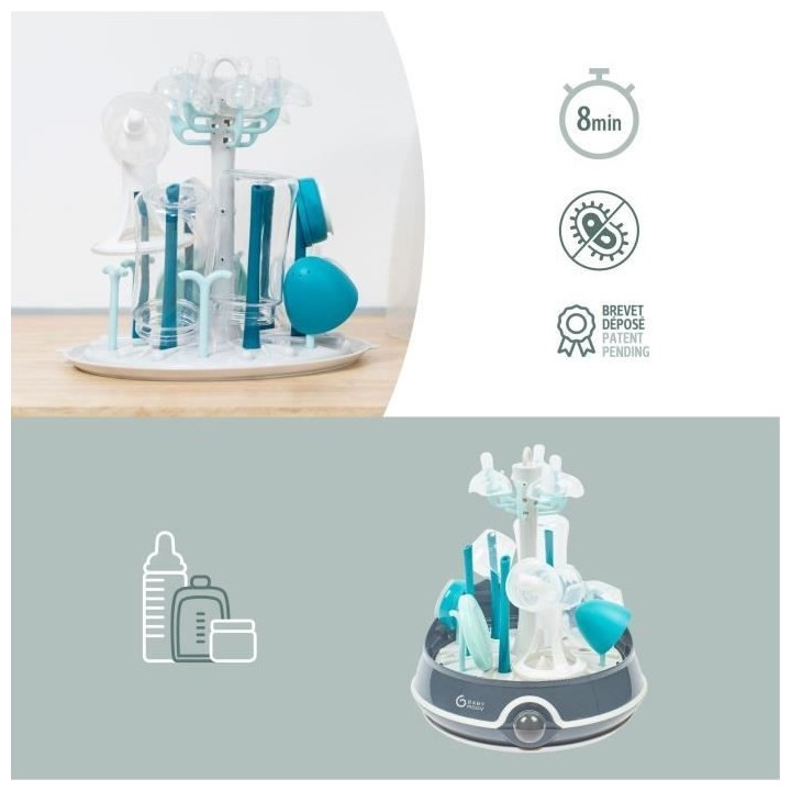 BABYMOOV Turbo Steam(+) - 2 en 1, Stérilisateur biberons vapeur et Eg
