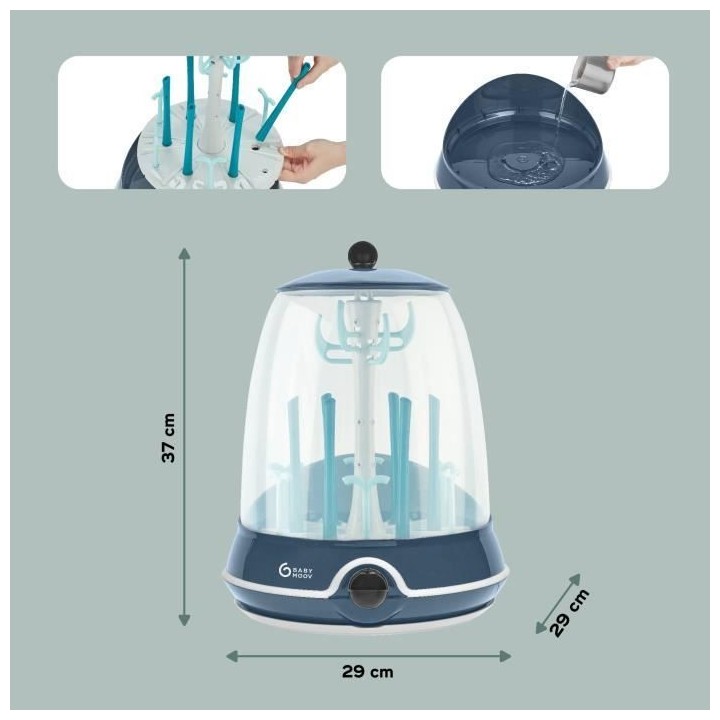 BABYMOOV Turbo Steam(+) - 2 en 1, Stérilisateur biberons vapeur et Eg