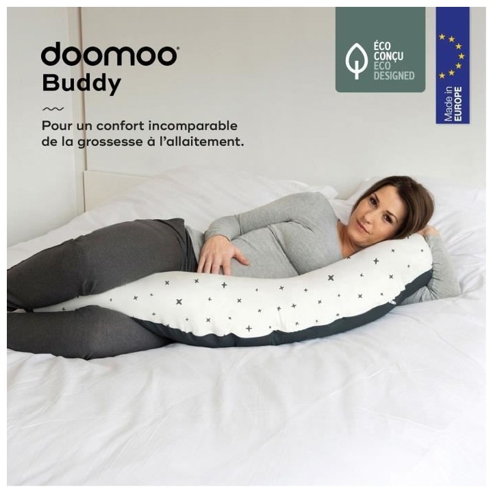 BABYMOOV Coussin de grossesse et allaitement doomoo, coton, housse amo