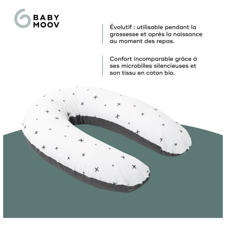 BABYMOOV Coussin de grossesse et allaitement doomoo, coton, housse amo