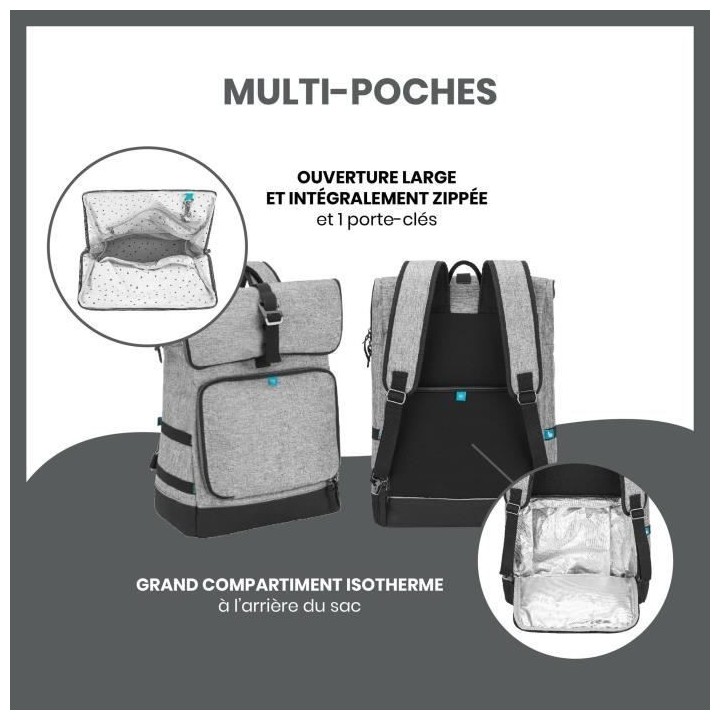 Babymoov Sac a dos a langer Le Sancy, Capacité ajustable 26 a 36L, Sm