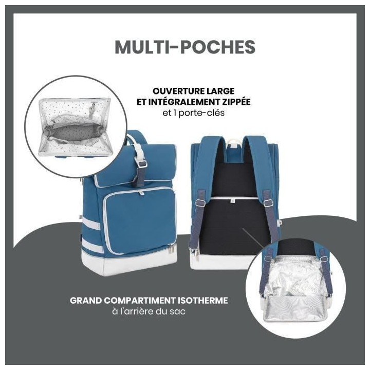 Babymoov Sac a dos a langer Le Sancy, Capacité ajustable 26 a 36L, Bl