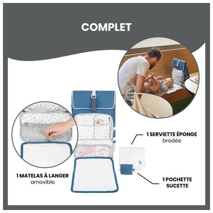 Babymoov Sac a dos a langer Le Sancy, Capacité ajustable 26 a 36L, Bl