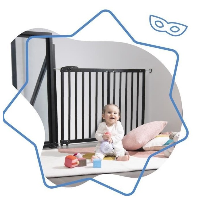 Badabulle Barriere de sécurité extensible Deco Pop Noir 63-106 cm