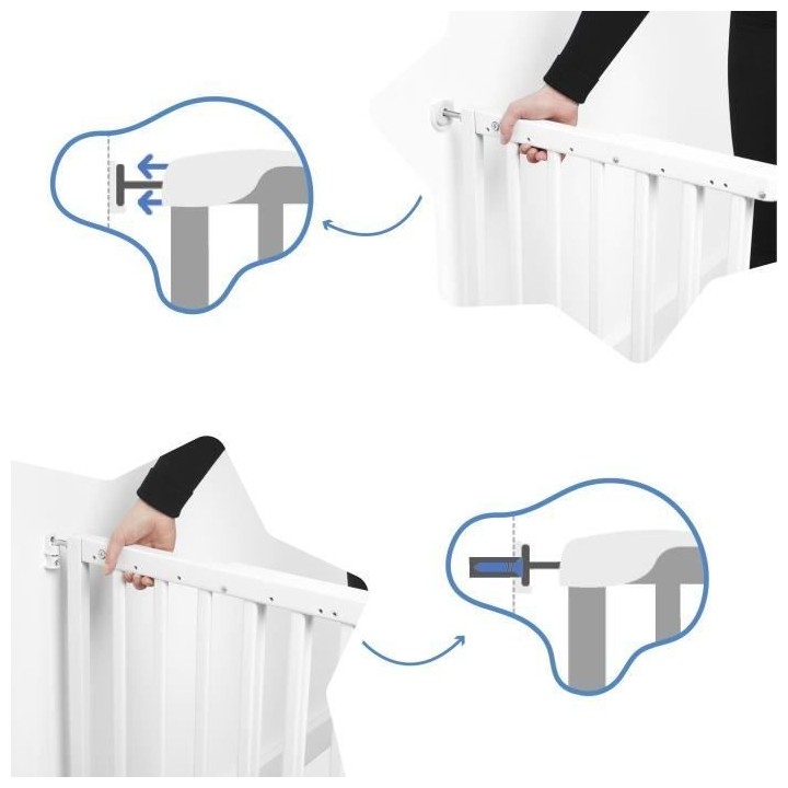 Badabulle Barriere de sécurité extensible Deco Pop Noir 63-106 cm