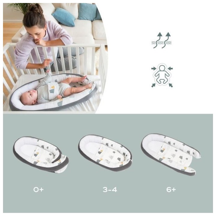BABYMOOV Doomoo Cocoon Réducteur de lit Bear Grey - Evolutif & Respir