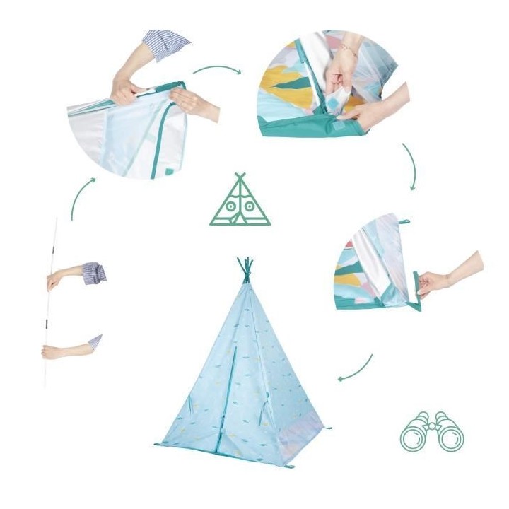 Badabulle Tipi Jungle pour Enfant Anti-UV FPS 50+ Matelas Waterproof E