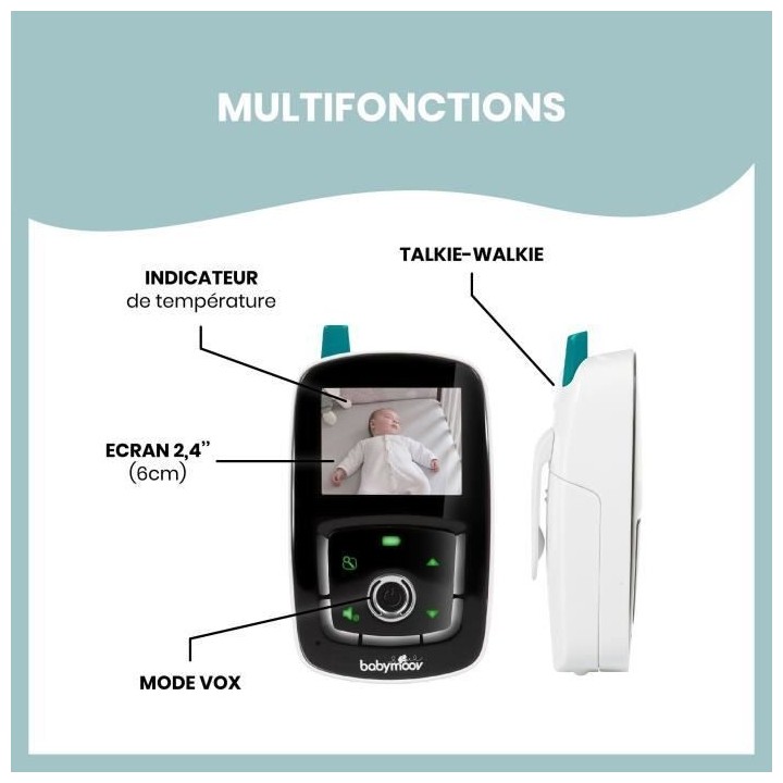 Babymoov Babyphone Video YOO Care - Caméra Orientable a 360° & Ecran
