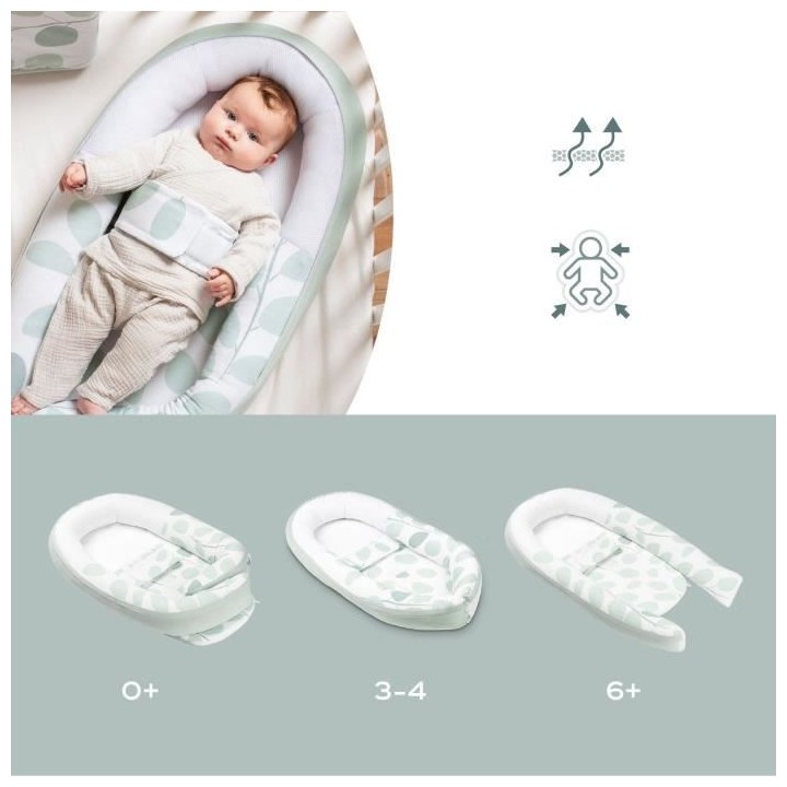 BABYMOOV Réducteur de lit doomoo Cocoon Leaves Aqua Green