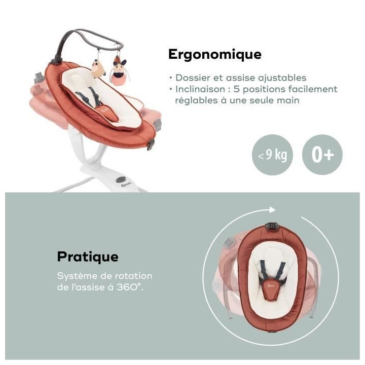 Babymoov Balancelle bébé électrique Swoon Motion, Assise a 360°, T