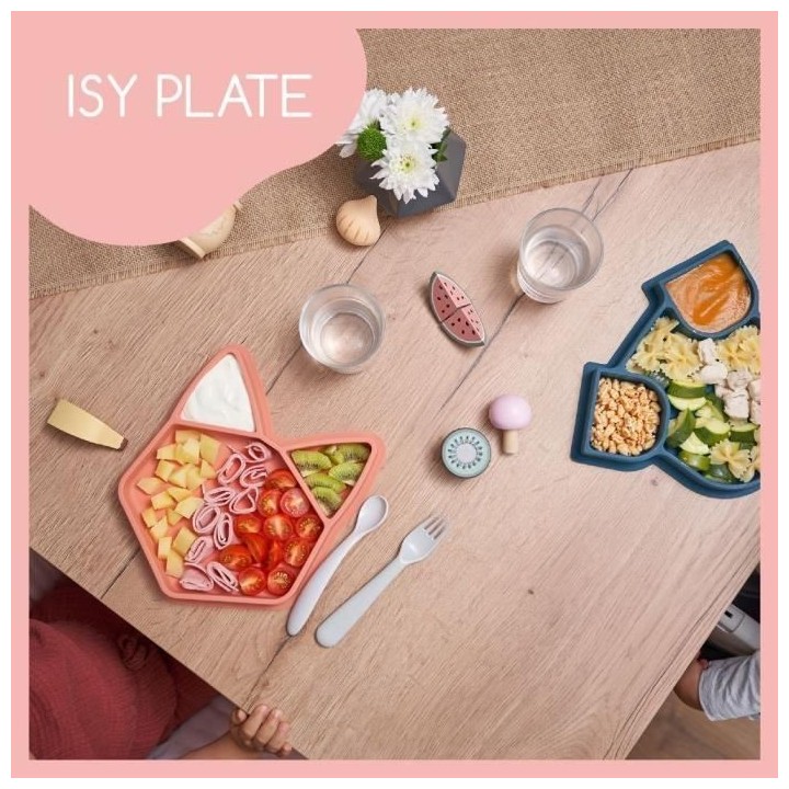 BABYMOOV Assiette compartimentée bébé ISY PLATE en silicone souple