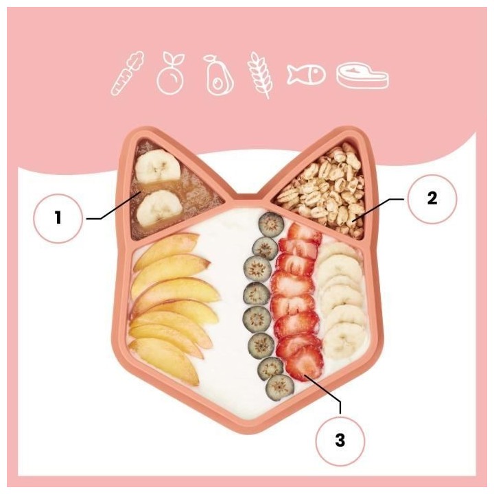 BABYMOOV Assiette compartimentée bébé ISY PLATE en silicone souple