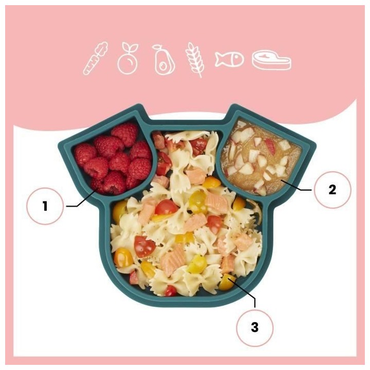 BABYMOOV Assiette compartimentée bébé ISY PLATE, en silicone, soupl