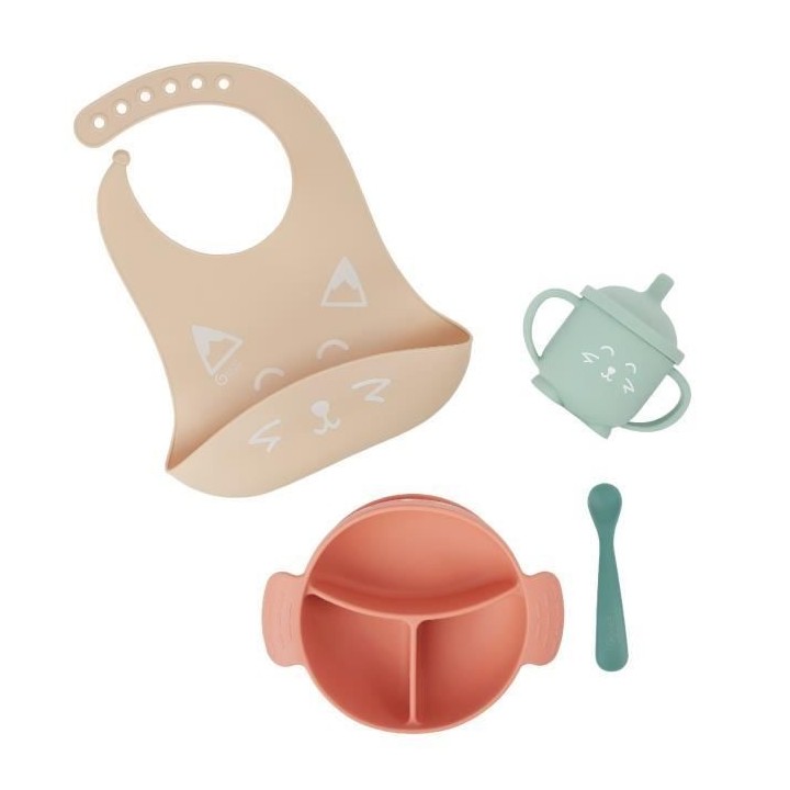 Babymoov Coffret Repas 15-24 m LEARN'ISY, 1 Bol, 1 Tasse, 1 Bavoir, 1