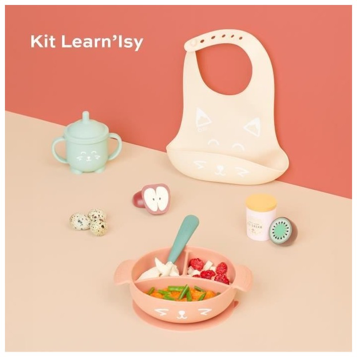 Babymoov Coffret Repas 15-24 m LEARN'ISY, 1 Bol, 1 Tasse, 1 Bavoir, 1