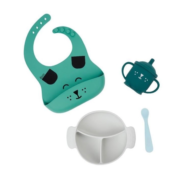 Babymoov Coffret Repas 15-24 m LEARN'ISY, 1 Bol, 1 Tasse, 1 Bavoir, 1