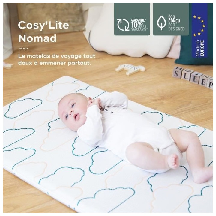 Babymoov Matelas de voyage Cosy'Lite Nomad 60x120cm, oeko Tex, Eco-con