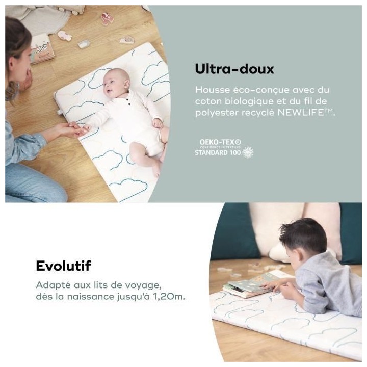 Babymoov Matelas de voyage Cosy'Lite Nomad 60x120cm, oeko Tex, Eco-con